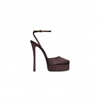 YSL LA SCANDALE PLATFORM SANDALS IN SATIN CREPE 8060709QNAO6027